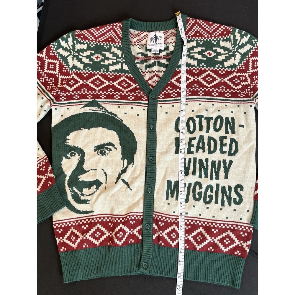 ELF Cardigan Sz M Buddy Cotton Headed Ninny Muggins Ugly Sweater Christmas Party - Picture 6 of 7